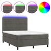 vidaXL Cama box spring colch&oacute;n y LED terciopelo gris oscuro 140x190 cm