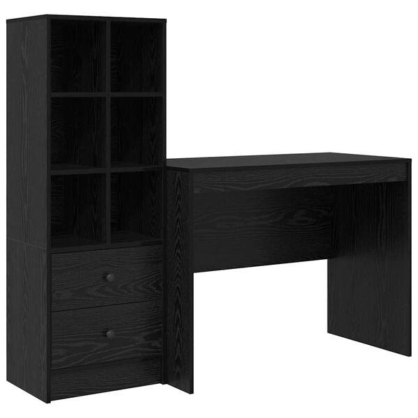 vidaXL Escritorio con caj&oacute;n 2 pcs Roble Negro