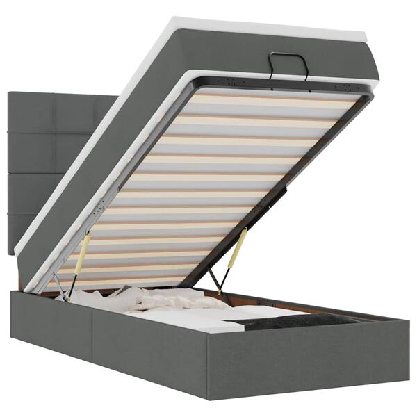 vidaXL Estructura cama otomana colch&oacute;n tela gris oscuro
