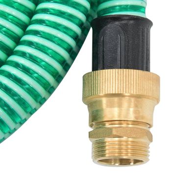 vidaXL Manguera de succión con conectores de latón PVC verde 29 mm 10m