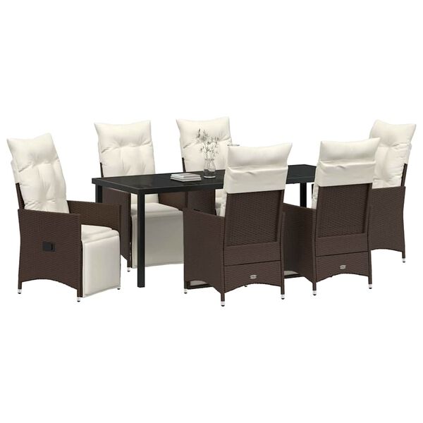 vidaXL Conjunto de Comedor de Jardín 7 pcs Marrón ratán sintético