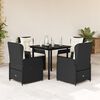 vidaXL Set de muebles jard&iacute;n 5 pzas con cojines rat&aacute;n sint&eacute;tico negro