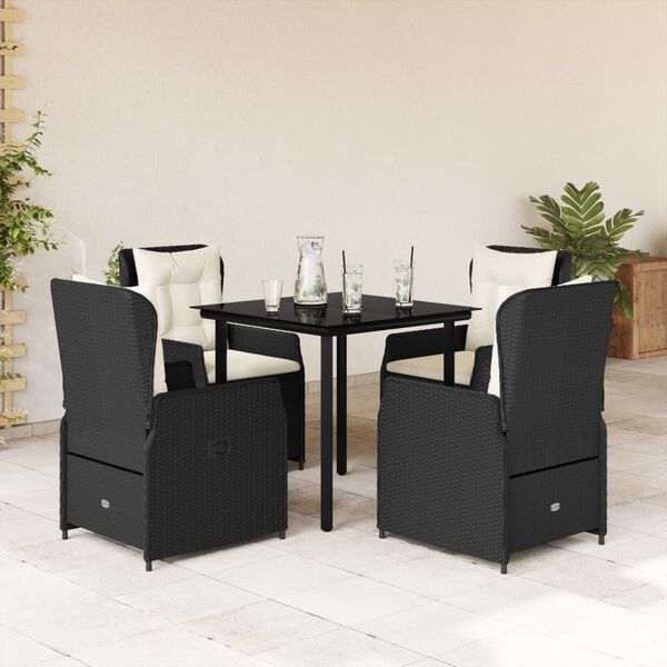 vidaXL Set de muebles jard&iacute;n 5 pzas con cojines rat&aacute;n sint&eacute;tico negro