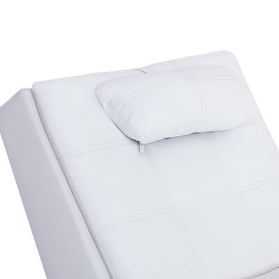 vidaXL Diván de masaje con almohada de cuero sintético blanco