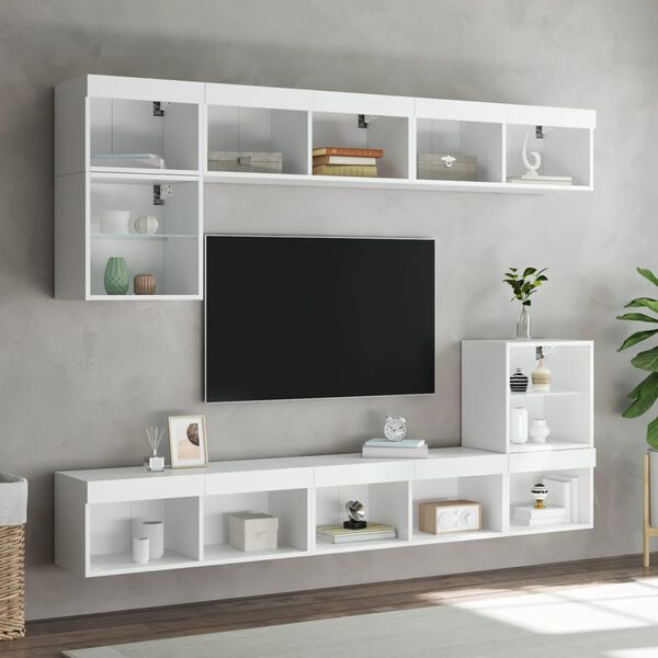 vidaXL Muebles de TV con luces LED 2 uds blanco 80x30x30 cm