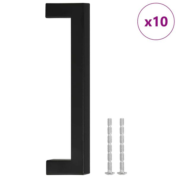 vidaXL Tiradores para armarios 10 uds acero inoxidable negro 128 mm