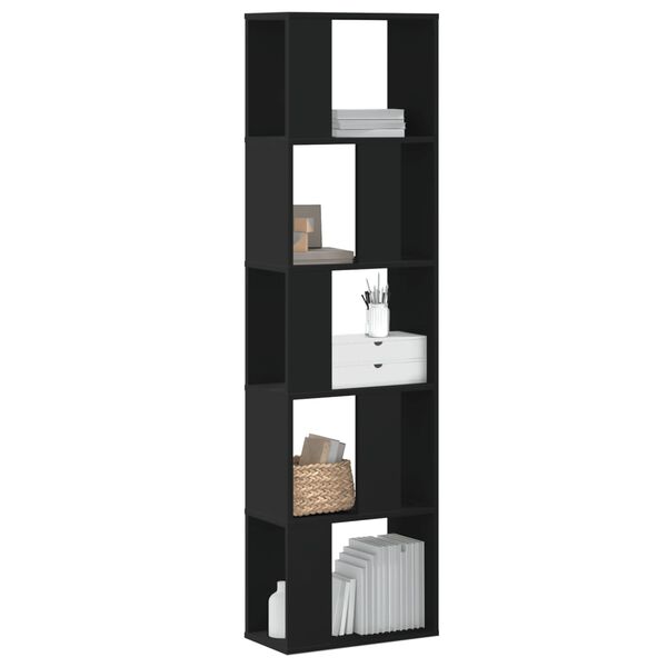 vidaXL Librer&iacute;a 5 niveles madera ingenier&iacute;a negra 45x23,5x162,5 cm