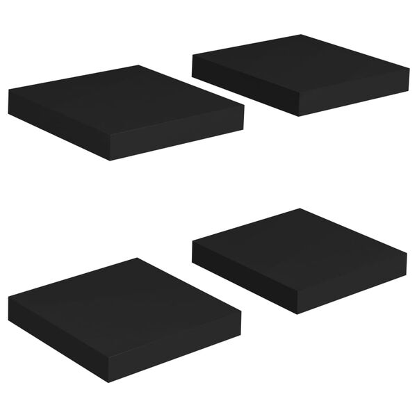 vidaXL Estantes flotantes de pared 4 uds MDF negro 23x23,5x3,8 cm