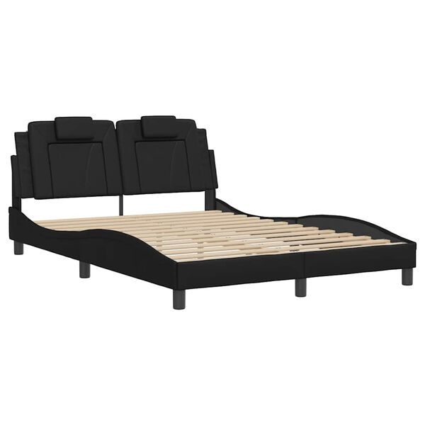 vidaXL Estructura de cama Viana sin colch&oacute;n cuero sint&eacute;tico negro 120x200 cm