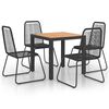 vidaXL Set de comedor de jardín de 5 piezas PVC ratán negro y marrón
