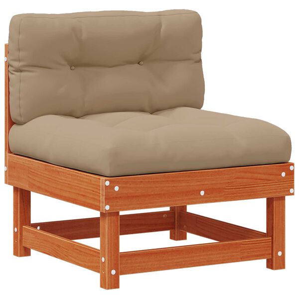 vidaXL Conjunto de Sof&aacute;s de Jard&iacute;n 6 pcs Marr&oacute;n Cera Pino macizo