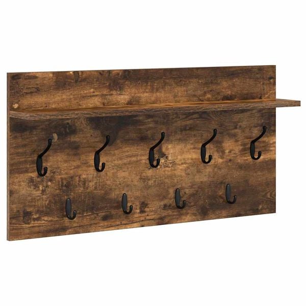 vidaXL Perchero de pared con estante Roble ahumado 80 x 40 x 12 cm