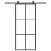 vidaXL Puerta corredera con set herrajes negro 90x205 cm vidrio ESG