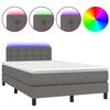 vidaXL Cama box spring con colch&oacute;n LED cuero sint&eacute;tico gris 120x190 cm