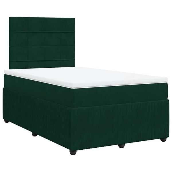 vidaXL Cama box spring con colch&oacute;n terciopelo verde oscuro 120x200 cm