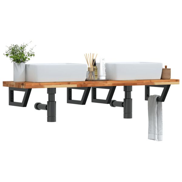 vidaXL Estante de lavabo de pared acero y madera maciza de acacia