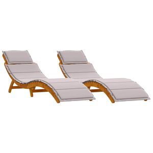 vidaXL Tumbona 2 uds. Madera de Acacia S&oacute;lida Gris topo