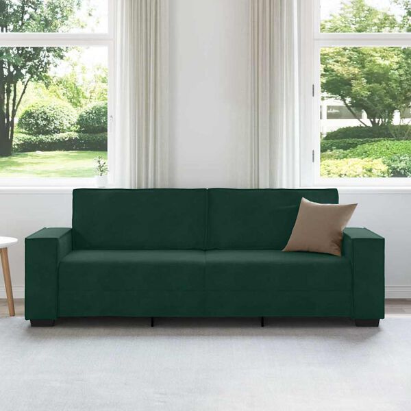 vidaXL Sof&aacute; de 3 plazas terciopelo verde oscuro 220x78x84 cm