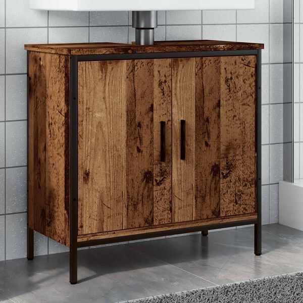 vidaXL Armario de lavabo ba&ntilde;o madera ingenier&iacute;a envejecida 60x30x60 cm
