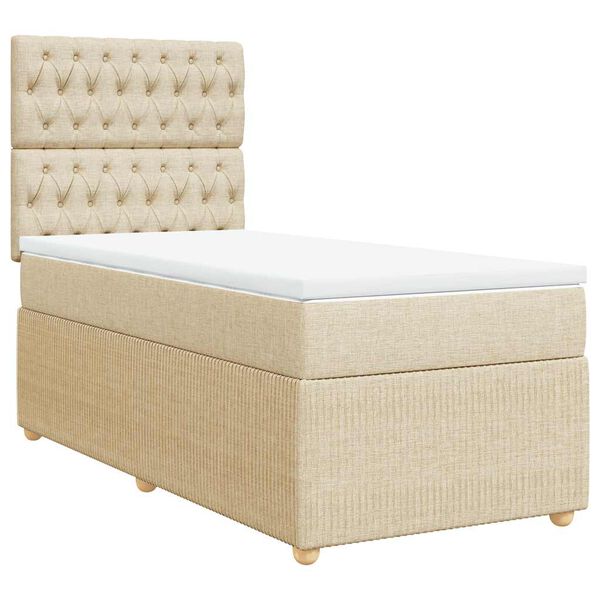 vidaXL Cama box spring con colch&oacute;n tela color crema 80x200 cm