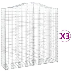 vidaXL Cestas de gaviones 3 uds forma de arco hierro 200x50x200/220 cm