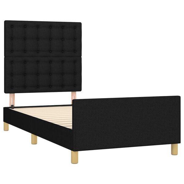 vidaXL Estructura de cama con cabecero de tela negro 90x200 cm