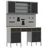 vidaXL Armario de trabajo 7 uds. Negro Madera Ingenierizada y Acero