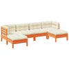 vidaXL Set de sof&aacute;s jard&iacute;n 6 pzas con cojines madera pino marr&oacute;n cera