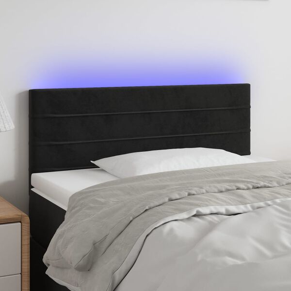 vidaXL Cabecero con LED de terciopelo negro 90x5x78/88 cm