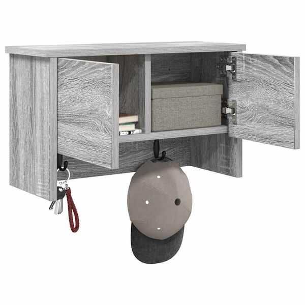 vidaXL Perchero de pared con estante Gris Sonoma 50 x 20 x 30 cm
