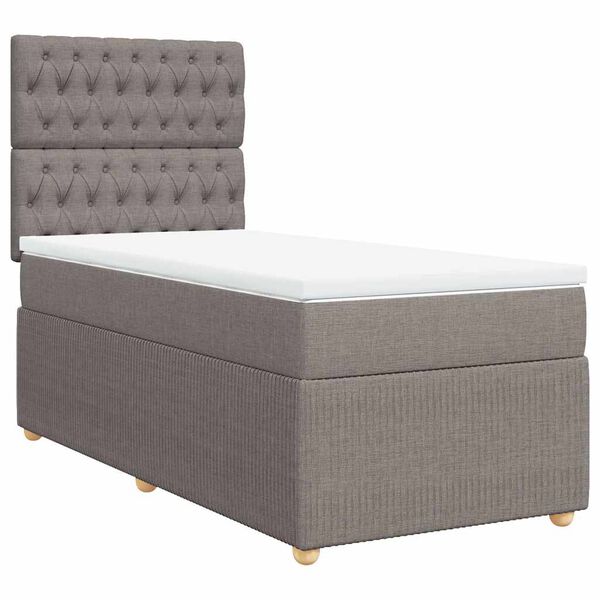 vidaXL Cama box spring con colch&oacute;n tela gris taupe 80x200 cm