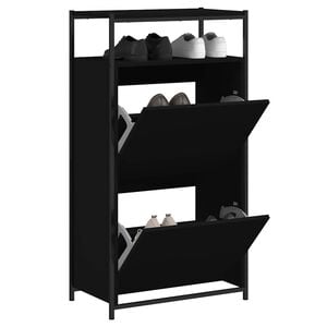 vidaXL Zapatero de madera de ingenier&iacute;a negro 60x34x112 cm