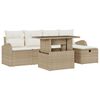 vidaXL Conjunto de sof&aacute; de jard&iacute;n con coj&iacute;n 6 pcs Beige Polirat&aacute;n
