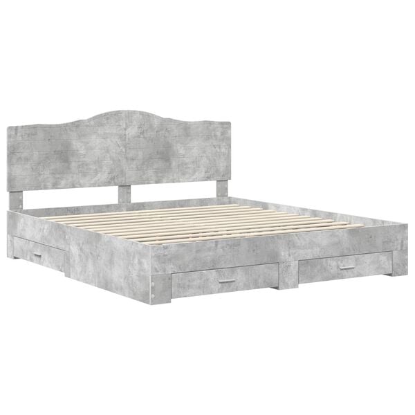 vidaXL Estructura de cama con cabecera Gris Concreto 180 x 200 cm