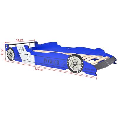 vidaXL Cama infantil con forma de coche carreras y LED 90x200 cm azul