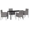 vidaXL Conjunto de Comedor de Jard&iacute;n 5 pcs Gris rat&aacute;n sint&eacute;tico