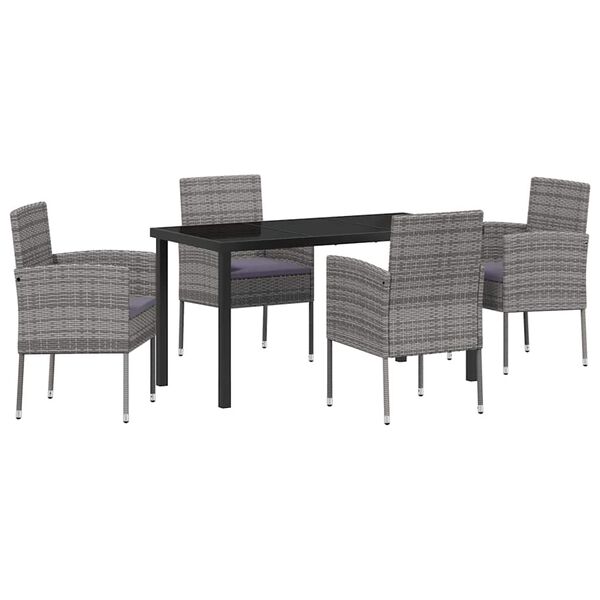 vidaXL Conjunto de Comedor de Jard&iacute;n 5 pcs Gris rat&aacute;n sint&eacute;tico