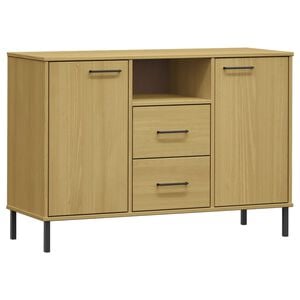 vidaXL Zapatero patas de metal OSLO madera maciza marr&oacute;n 113x40x77 cm