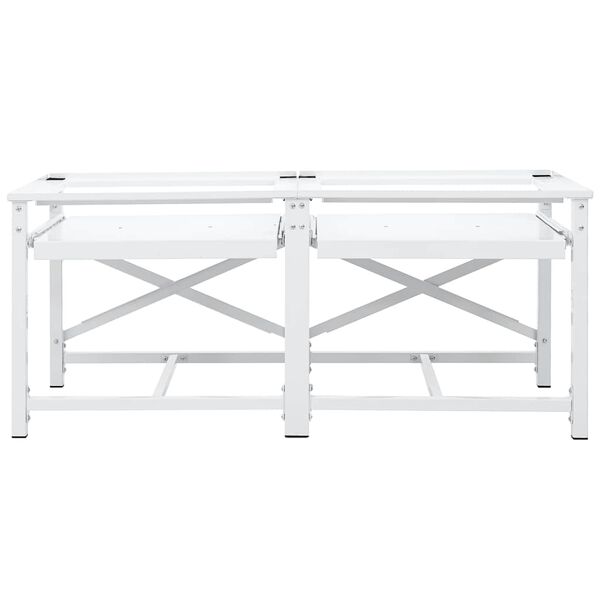 vidaXL Soporte pedestal doble lavadora con estantes extra&iacute;bles blanco
