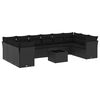 vidaXL Set de sof&aacute;s de jard&iacute;n 11 pzas y cojines rat&aacute;n sint&eacute;tico negro