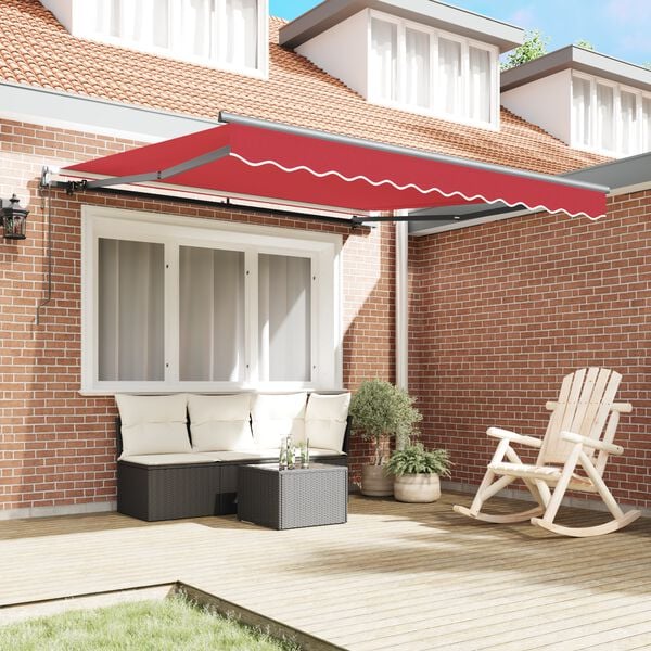 vidaXL Toldo Retr&aacute;ctil Rojo 350 x 250 cm Tela y Aluminio