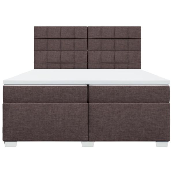 vidaXL Cama box spring con colch&oacute;n tela marr&oacute;n oscuro 200x200 cm