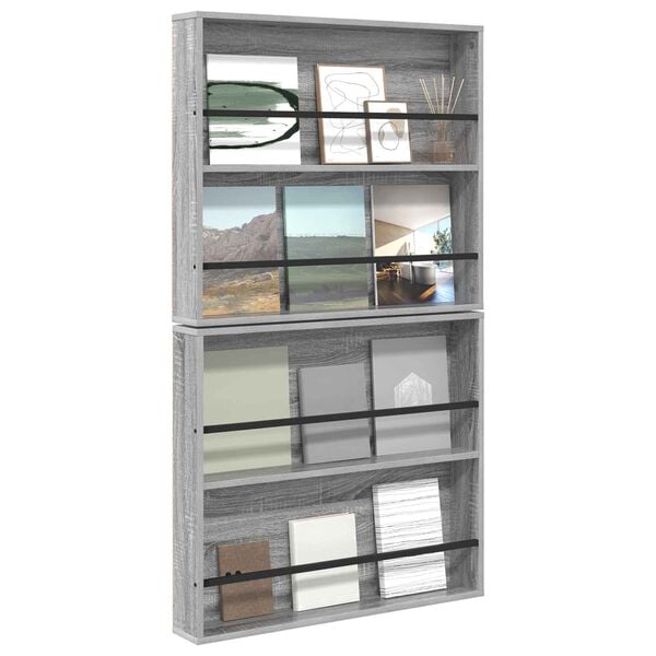 vidaXL Estante de revistas 2 pcs Gris Sonoma 80 x 12 x 70 cm