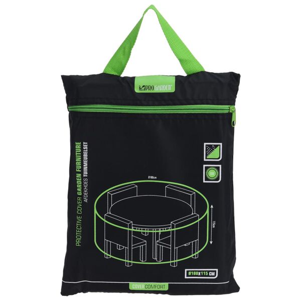ProGarden Funda para set de muebles de jard&iacute;n redondo negra 180x115 cm