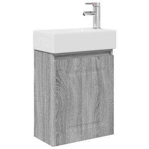 vidaXL M&oacute;dulo de ba&ntilde;o con grifer&iacute;a Sonoma gris 45,5 x 22,5 x 84 cm