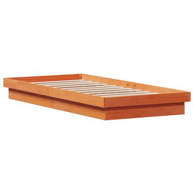 vidaXL Estructura de cama LED madera maciza pino marrón cera 90x190 cm