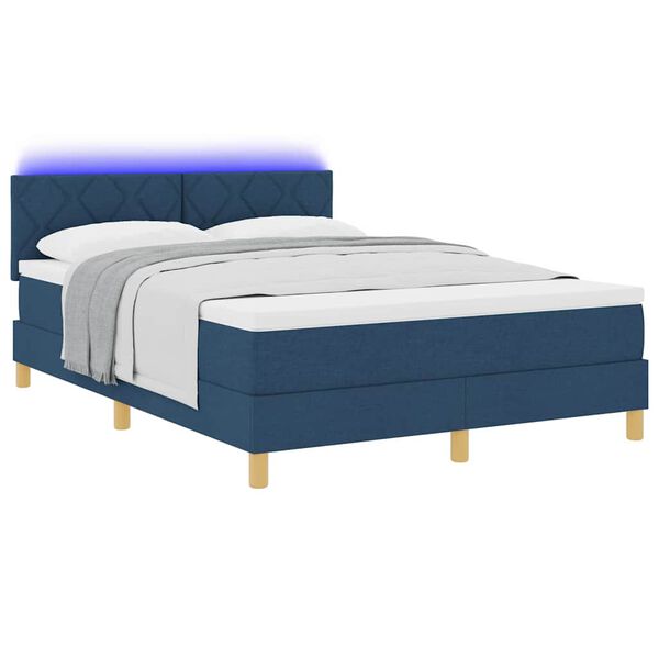 vidaXL Cama tipo Box Spring con colchón Azul 140 x 200 cm tela