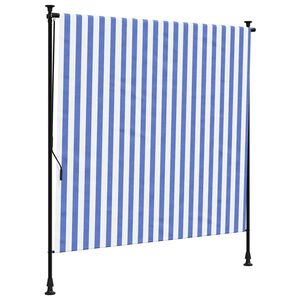 vidaXL Persiana enrollable exterior tela acero azul blanco 150x270 cm