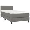vidaXL Cama box spring con colch&oacute;n tela gris oscuro 90x200 cm