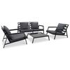 vidaXL Set muebles de jard&iacute;n con cojines 4 pzas aluminio gris oscuro